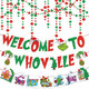 Welcome To Whoville Banner Grinch Whoville Decorations Red Green Glitter Sing Whoville Christmas Decorations Banner Christmas Decorations for Party Decorations Christmas Decor Banner for Home