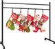 Christmas Stocking Holder Stand with 12 Hooks, standing Stocking Holders for Mantle, Classic Heavy Duty Stocking Garland Hangers for Mantel(Black)