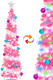 TURNMEON 5 Ft Pop Up Christmas Tree Dual Color Change Lights Ball Ornaments Star Sequin Pink Tinsel Christmas Tree 8 Mode Timer Warm White Colorful Battery Operated Holiday Xmas Decoration Indoor