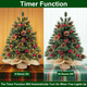 2 Pack 24''/2FT Realistic-Feel PE Thick Small Artificial Christmas Tree Tabletop Decor 40 Lights Timer Battery Operated Cedar Norfolk Pine 20 Pinecones 60 Red Berry Mini Xmas Tree Indoor Table Home