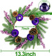 [ Safety Fire Retardant ] Christmas Purple Advent Wreath Decoration, Lifelike Spruce Christmas Centerpiece with 4 Candle Holder Pinecone 6 Berry Advent Decor for Table Holiday Home Church(No Candles)