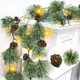 Dual Color Change & Timer 6 Ft Smokey Christmas Garland Cedar Garland Natural Pine Garland Prelit Christmas Garland with 20 Warm White & Colored Change Lights 8 Modes Pinecones Xmas Garland for Mantle