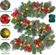 6 Ft by 10 Inch Pre-lit Artificial Christmas Garland 30 Warm Lights Timer 8 Modes Battery Powered 170 Branch Snowy Bristle Pine 132 Red Berries 12 Pinecone Xmas Decoration Indoor Home Mantle Fireplace