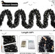 100 LED Lights TURNMEON 33 Ft Long Black Christmas Prelit Black Tinsel Garland Decorations Thick Thin Shiny Metallic Tinsel Twist Garland for Christmas Tree Decorations Home Indoor Outdoor Party