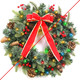 20 Inch Christmas Wreaths for Front Door, Prelit Christmas Wreath with Pinecones Berried Red Bow 50 Warm White & Colorful Lights 8 Modes Timer Norfolk Pine Wreath Xmas Wreath Decorations for Door Wall