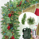 8 Modes & Remote Control - 9Ft Pre-Lit Christmas Garland, Christmas Decorations Artificial Garland with Timer 50 LEDs Pine Cones Berried Smokey Pine Bristle, Xmas Garland for Christmas Decor Indoor