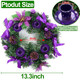 [Safety Fire Retardant] Christmas Purple Advent Wreath Decor 4 Advent Candle Holder with 4 Pinecorn 4 Ribbon 2 Poinsettia 4 Ball 4 Berry Christmas Centerpiece Table Decorations Home Indoor(No Candles)