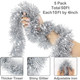 TURNMEON 5 String Total 50 Ft Tinsel Christmas Garlands Decorations White Edge Metallic Streamers Xmas Tree Decorations Indoor Outdoor Home Xmas Party Supplies, Each 10 Ft by 4 Inch(Silver)