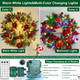Remote Control-26 Inch Large Thick Prelit Christmas Wreath, Realistic Norfolk PE Pine 50 Warm White&Color Switch Lights Timer 12 Mode, 33 Ball Pine Needles Cypress Leaves Xmas Cedar Door Wreath Decor