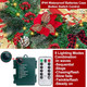 Remote Control - 9 Ft by 10 Inch Christmas Garland with 50 LED Lights Timer 8 Mode 300 Thick Snowy Tips 18 Pinecones 198 Berries 5 Poinsettia 4 Balls Battery Operated Outdoor Cedar Garland Xmas Decor