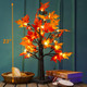 Twinkle Star 23 Inch Tabletop Lighted Maple Tree Battery Operated, Thanksgiving Table Decor with 32 LED Lights, Maple Leaves, Pine Cones and Acorn Autumn Tree for Indoor Home Bedroom Fall Decorations