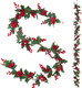 U'Artlines Total 11Ft Christmas Garland 2PCS Artificial Holiday Hanging Garlands Christmas Vine with Red Berries for Stairs Wall Fireplace Mantel Indoor Outdoor Decor (2pcs Red Berries Garland)