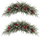 U'Artlines 2PCS Christmas Swag for Front Door, 27.5" Frost White Artificial Decorative Swag with Red Berry, Pine Cone, Berries for Window Wall Fireplace Mantle Home Holiday Xmas Decor Swag