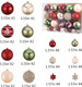 42 Pcs Christmas Ball Ornaments Set Burgundy Army Green Champagne Shatterproof Christmas Tree Decorations Glittering Decorative Hanging Ornament Bulk for Xmas Tree Wreath and Holiday Party Decor
