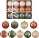 12 Pcs Christmas Ball Ornaments Set Brown Green Champagne Neutral Shatterproof Christmas Tree Decorations 3.15 Inch Glittering Decorative Hanging Ornament Bulk for Xmas Tree Wreath Holiday Party Decor