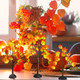Uiifan 8 Pcs Thanksgiving Fall Village Trees Faux Artificial Maple Tree Tabletop Artificial Trees Plastic Fall Decorations for Home Indoor Thanksgiving Accessories Fall Party Decoration