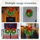 Unittype 4 Pcs Christmas Kitchen Cabinet Wreaths Xmas Green Faux Artificial 2 Roll Red Ribbons for Door Farmhouse Hanging Wall Window Door Hanging Xmas Decoration