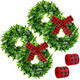 Unittype 4 Pcs Christmas Kitchen Cabinet Wreaths Christmas Faux Artificial 2 Roll Red Black Plaid Ribbons for Door Farmhouse Hanging Wall Window Door Hanging Xmas Decoration