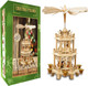 German Christmas Decoration Pyramid 18 Inches Nativity Scene. Holiday Nativity Carousel.6 Candle Holders. German Design