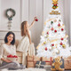 Christmas Decorations, Uten Christmas Tree 6FT, Artificial Christmas Tree with 300 Warm White, Solid Metal Foldable Stand & 600 Branches, Easy Assembly for Home