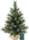 30 Led Warm Lights Pre-Lit Artificial Mini Christmas Tree, 2ft Snow Tipped Pine Artificial Christmas Tree,Seasonal Indoor Home Decor with Decorative Burlap Base