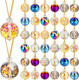 36 Pcs Crystal Glass Christmas Balls Ornaments 0.87" Mini Multicolor Round Prism Flower Ball Xmas Christmas Tree Decorations, Hanging Ornament for Christmas Tree Party Wedding Home Decor