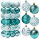 Christmas Ornaments Shatterproof Balls Decorations - 36pcs Teal Ornaments for Xmas Tree Small Christmas Baubles Set, 2.36inches 60mm
