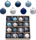 Valery Madelyn Christmas Ornaments Set, 16ct Navy Blue and Silver Shatterproof Fall Christmas Tree Decorations Ball Ornaments Bulk, 3.15 Inches Elegant Hanging Ornaments for Xmas Trees Decor