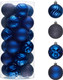 Valery Madelyn Christmas Tree Decorations Ornament Set for Fall Halloween Decor, 24ct Navy Blue Shatterproof Christmas Ball Ornaments Bulk, 2.36 Inches Hanging Decor for Xmas Holiday Party