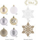 Valery Madelyn Christmas Tree Decorations Ornament Set for Fall Halloween Decor, 50ct White and Gold Shatterproof Christmas Ball Ornaments Bulk, 2.36 Inches Hanging Decor for Xmas Holiday Party