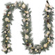Valery Madelyn 9 feet Pre-Lit Christmas Garland with Lights for Mantle, Lighted Battery Operated Xmas Garland with White Gold Ball for Front Door Fireplace Table Centerpiece Outdoor Window Home Decor