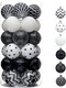 Valery Madelyn Christmas Ornaments Tree Decorations, 30ct Black and White Shatterproof Christmas Ball Ornaments Set, 2.36 Inch Boho Modern Decorative Hanging Ornament Bulk for Xmas Holiday Party Decor