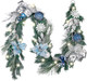 Valery Madelyn Pre-Lit Christmas Garland with Lights for Mantle, 6 feet Lighted Battery Operated Xmas Garland with Silver Light Blue Balls for Front Door Fireplace Table Centerpiece Outdoor Decor