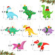 Christmas Dinosaur Felt Ornaments for Kids (8 Designs), Dino Christmas Tree Hanging Ornaments for Winter Holiday Xmas Hanging Decorations Party Favors, Cute T-Rex Triceratops Diplodocus (Set of 8)