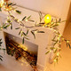 Vanthylit Lighted Artificial Olive Garland, 6FT LED Faux Greenery Vine Garland Lights Battery Operated with Timer for for Mantel Fireplace Wedding Christmas Holiday Home Decor