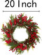 VGIA 20 Inch Christmas Wreath for Front Door Artificial Winter Wreath with Pine Needles Pinecones Red Berries Snowy Xmas Door Wreath for Indoor Outdoor Christmas Decor