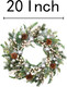 VGIA 20 Inch Christmas Wreath for Front Door Artificial Door Wreath for Christmas Decor Xmas Wreath with Christmas Balls Pine Needles Pine Cone for Holiday Party Farmhouse Decorations
