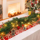 8.8FT Pre-lit Artificial Christmas Garland with Pine Cones, Real Touch Cedar Garland Artificial Pine Cypress Vines,Greenery Garland for Xmas Table Mantle Room Indoor Background Wall Decoration