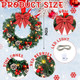 VIHOSE 4 Pcs Christmas Wreath 13'' Artificial Christmas Front Door Wreath Ornament with LED Light Xmas Wreath Red Bow Pine Cones Red Berries Pine Needle for Holiday Party Decoration Battery Operated