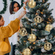 4.3" Large Christmas Balls Ornaments Set for Tree, 6-Pack Xmas Tree Decorations Balls, Shatterproof Glossy Pendant Plastic Indoor Christmas Decorations, Gold Assorted Hanging Balls for Holiday, Party