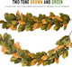 6ft Magnolia Leaf Garland - 2-Tone Brown and Green Realistic Fall Garland for Mantle Decorations - Decorative Artificial Faux Magnolia Leaves for Christmas, Thanksgiving, Wedding Decor
