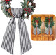 2 Pcs Christmas Wreath Sash for Front Door Chinoiserie Patriotic Wreath Sash Wreath Accessories for Embroidery Monogram Outdoor Indoor Party Yard Doorway 4.5" W x 56" L(Stripe)
