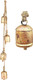 Giant Cow Bells Set Rustic Vintage Lucky Harmony Cow Bells On Rope, 4 Inch 4 Bells Cluster Wall Hanging Décor Harmony Bells, 36 Inch Long Hanging Bell Set