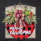 Christmas Decoration Wreath, Front Door Decor, Buffalo Plaid Check Christmas Decor,Rustic Wooden Hanging Sign Decor for Farmhouse Porch Door Window kitchen-12 (Black/RED)