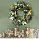 WANNA-CUL Pre-Lit 20 Inch Lighted Christmas Wreath for Front Door Decoration with Green Gold Christmas Ball Ornaments,Battery Operated 30 LED Lights