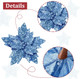Waydress 16 Pieces Christmas Glitter Poinsettia Flowers Artificial Christmas Tree Ornaments Christmas Decor with Stem DIY Xmas Wreath Party Holiday Decor(Light Blue)