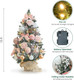 WBHome 1.8 Feet Pre-lit & Pre-Decorated Tabletop Christmas Tree, Rose Gold Ornament Decorations with Pine Cones, Snow Flocked Mini Christmas Tree with Lights, 35 Bulbs (1.8FT)