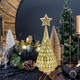 Gold Mosaic Glass Christmas Tree with Star, 2 PCS Small Tabletop Christmas Trees with Light, Battery Operated Xmas Tree for Mantel Decor 11"