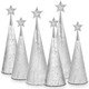 Silver Glass Trees Set of 6, 17" 15" 13" Small Tabletop Christmas Tree Handmade Disco Decor for Xmas Table Party Centerpiece Decoration