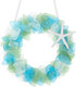 Sea Glass Wreath - Handmade 8.5 Inch Beach Wreath, Coastal Style Christmas Decor Wreaths for Home Decor, Door, Window, Kitchen Cabinet, Chair and Wall